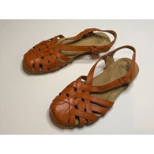 Earth Origins Leather Sandals Women Ginger Spice Slingback Comfort Boho 8.5